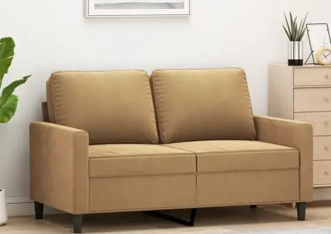 Canapea cu 2 locuri, maro, 120 cm, catifea - 1/5