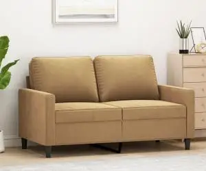 vidaXL Canapea cu 2 locuri, maro, 120 cm, catifea