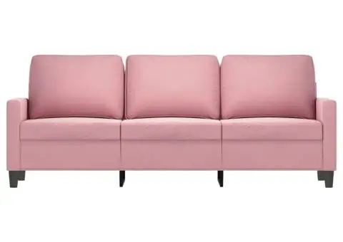 Canapea cu 3 locuri, roz, 180 cm, catifea - 3/5