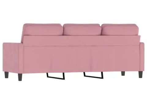 Canapea cu 3 locuri, roz, 180 cm, catifea - 5/5