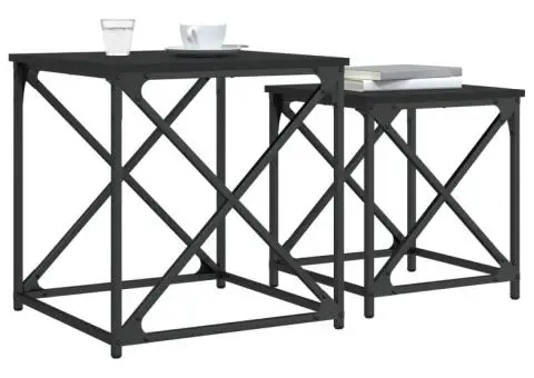 Mese suprapuse de cafea, 2 buc, negru, lemn prelucrat - 4/5