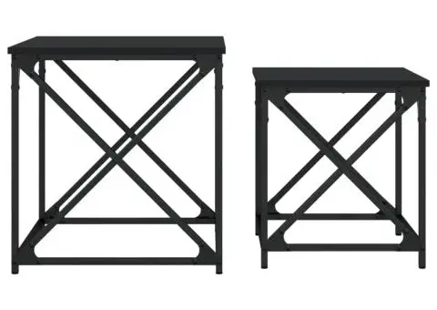 Mese suprapuse de cafea, 2 buc, negru, lemn prelucrat - 5/5