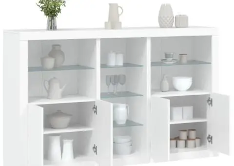 Servantă cu lumini LED, alb, 162x37x100 cm - 1/5