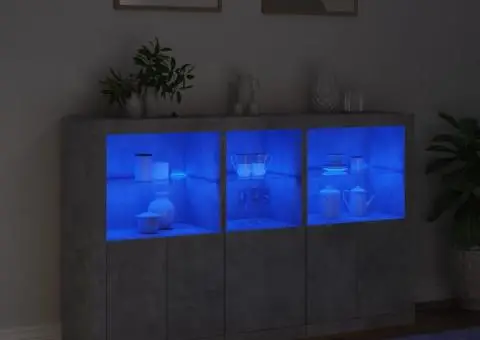 Servantă cu lumini LED, gri beton, 162x37x100 cm - 5/5