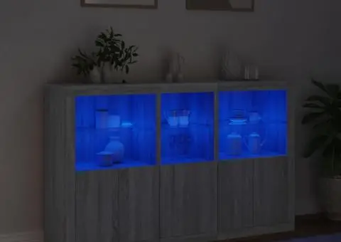 Servantă cu lumini LED, gri sonoma, 162x37x100 cm - 5/5