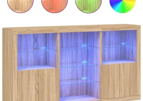 Servantă cu lumini LED, stejar sonoma, 181,5x37x100 cm - 2/5