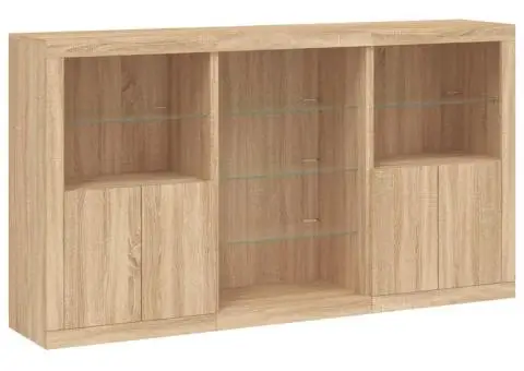 Servantă cu lumini LED, stejar sonoma, 181,5x37x100 cm - 3/5