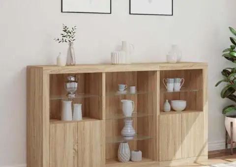 Servantă cu lumini LED, stejar sonoma, 181,5x37x100 cm - 4/5