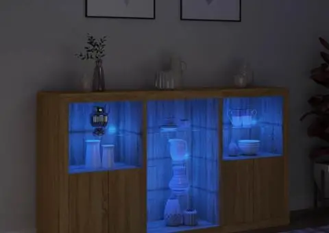 Servantă cu lumini LED, stejar sonoma, 181,5x37x100 cm - 5/5