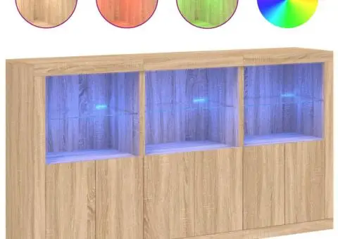 Servantă cu lumini LED, stejar sonoma, 181,5x37x100 cm - 2/5