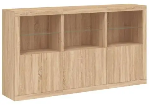 Servantă cu lumini LED, stejar sonoma, 181,5x37x100 cm - 3/5