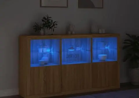 Servantă cu lumini LED, stejar sonoma, 181,5x37x100 cm - 5/5