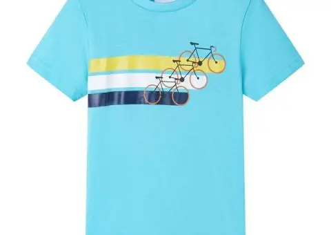 Tricou pentru copii cu mâneci scurte, turcoaz, 128 - 1/5