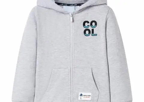 Hanorac pentru copii cu glugă și fermoar, gri, 128 - 1/5