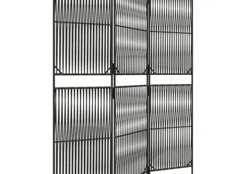 Separator de cameră cu 3 panouri, gri, poliratan - 2/5