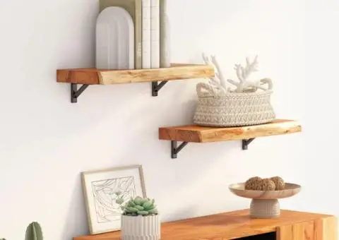 Raft perete 60x20x2,5 cm dreptunghiular lemn acacia margine vie - 1/5