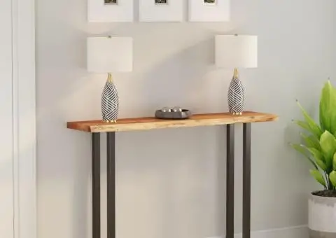 Blat masă 180x30x3,8 cm dreptunghiular lemn acacia margine vie - 1/5