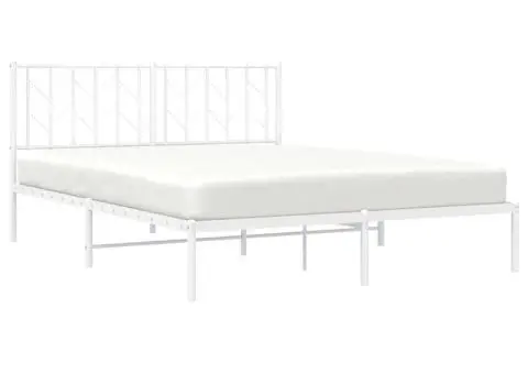 Cadru de pat metalic cu tăblie, alb, 150x200 cm - 5/5