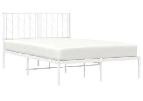 Cadru de pat metalic cu tăblie, alb, 120x190 cm - 3/5