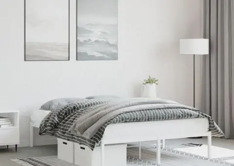 Cadru pat metalic, alb, 140x190 cm - 1/5