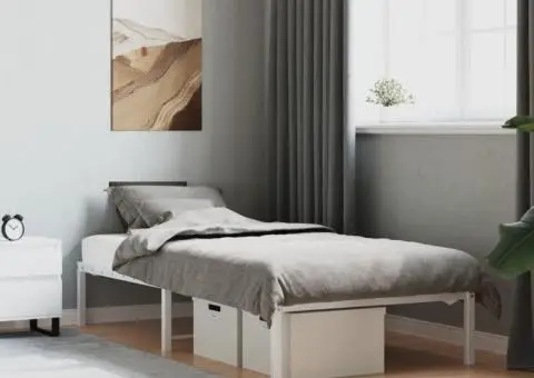 Cadru pat metalic, alb, 90x190 cm - 1/5