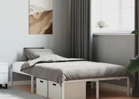 Cadru pat metalic, alb, 120x200 cm - 1/5