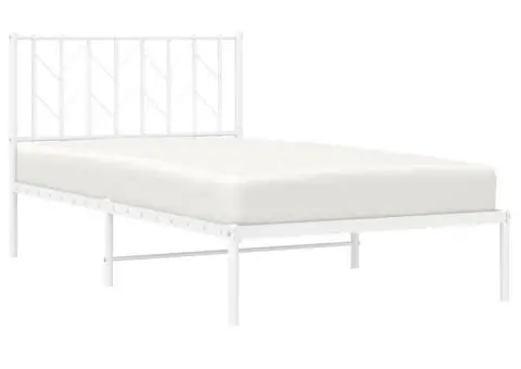 Cadru de pat din metal cu tăblie, alb, 100x200 cm - 5/5