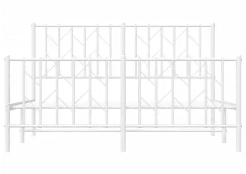 Cadru pat metalic cu tăblie de cap/picioare , alb, 140x190 cm - 5/5