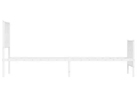 Cadru de pat metalic cu tăblie de cap/picioare alb, 80x200 cm - 5/5