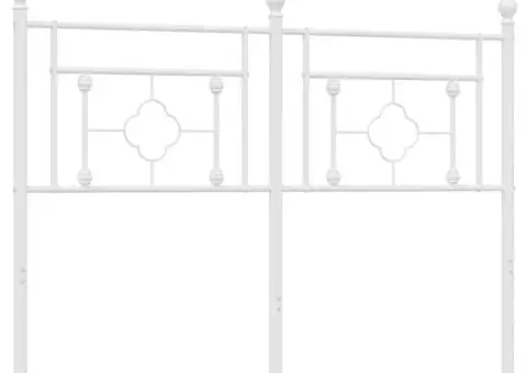 Tăblie de pat metalică, alb, 135 cm - 5/5