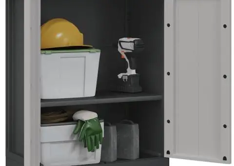 Dulap depozitare de exterior, gri și negru, 65x37x85 cm, PP - 4/5