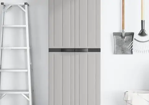 Dulap depozitare de exterior, gri și negru, 65x37x165 cm, PP - 3/5