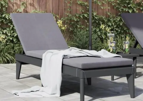Șezlong cu pernă, antracit, 186x60x29 cm, PP - 1/5