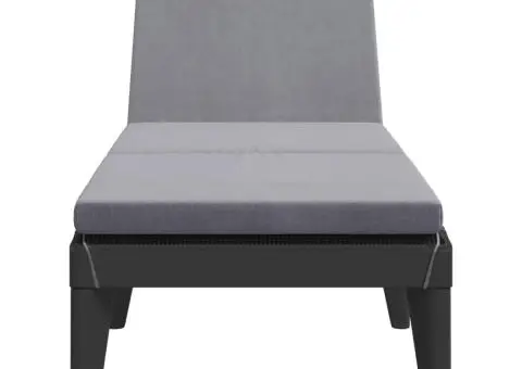 Șezlong cu pernă, antracit, 186x60x29 cm, PP - 4/5