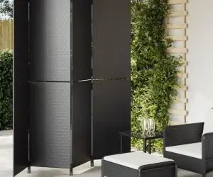 vidaXL Separator de cameră cu 4 panouri, negru, poliratan