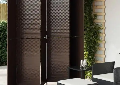 Separator de cameră cu 6 panouri, maro, poliratan - 1/5