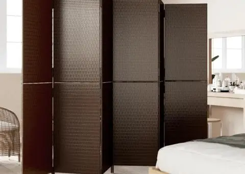 Separator de cameră cu 6 panouri, maro, poliratan - 3/5