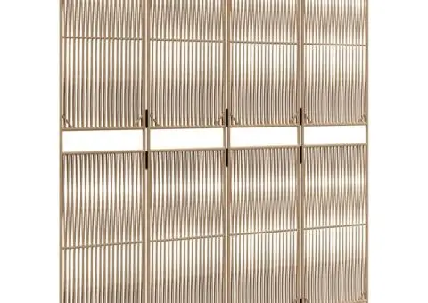 Separator de cameră cu 4 panouri, bej, poliratan - 4/5