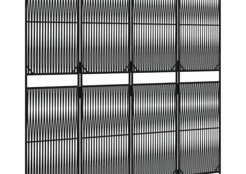 Separator de cameră cu 4 panouri, negru, poliratan - 4/5