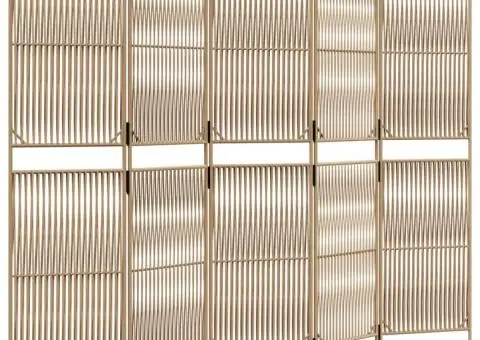 Separator de cameră cu 5 panouri, bej, poliratan - 2/5