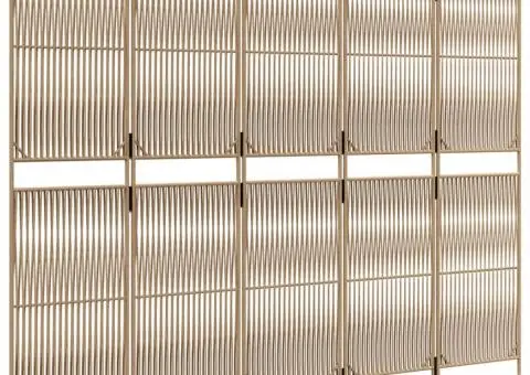 Separator de cameră cu 5 panouri, bej, poliratan - 4/5