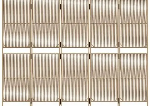 Separator de cameră cu 5 panouri, bej, poliratan - 5/5