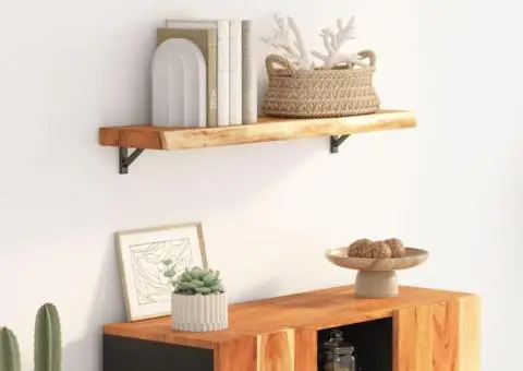 Raft perete 90x30x2,5 cm dreptunghiular lemn acacia margine vie - 1/5