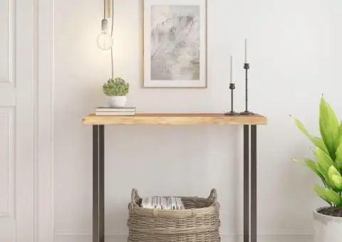 Blat masă 90x40x2,5 cm dreptunghiular lemn acacia margine vie - 1/5