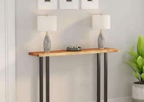 Blat masă 140x30x3,8 cm dreptunghiular lemn acacia margine vie - 1/5