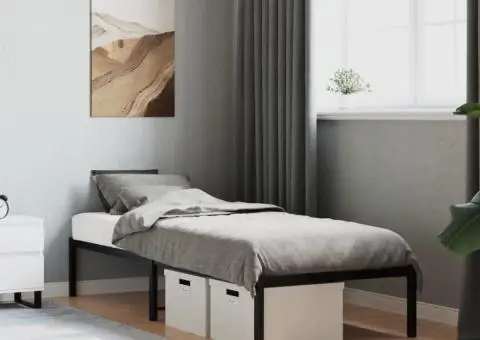 Cadru pat metalic, negru, 80x200 cm - 1/5