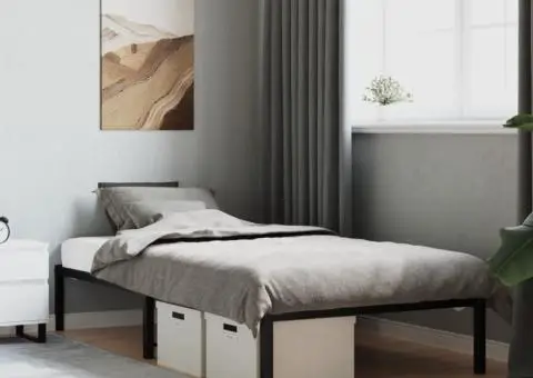 Cadru pat metalic, negru, 100x200 cm - 1/5