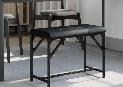 Bancă de bucătărie, negru, 62x32x45 cm, oțel și textil - 1/5