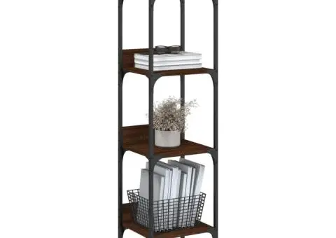 Bibliotecă 4 niveluri stejar maro 35x30x138,5 cm lemn prelucrat - 4/5