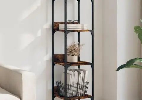 Bibliotecă 4 niveluri, stejar fumuriu, 35x30x138,5 cm - 1/5